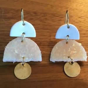 Cream & Gold Geometric Earrings
